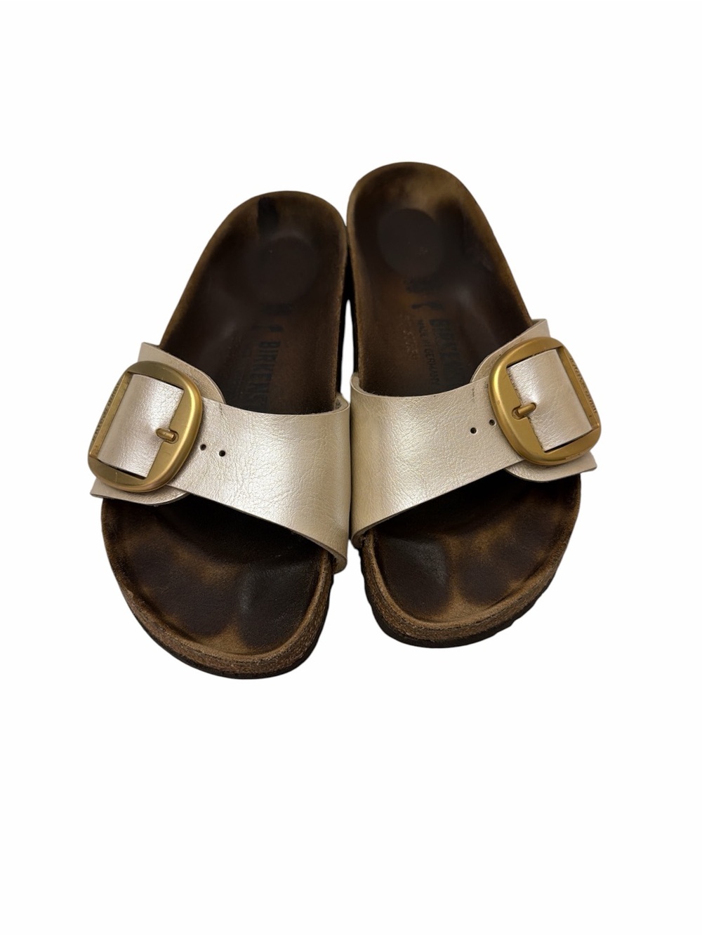 Birkenstock Gold Leather Sandals with Gold Buckles